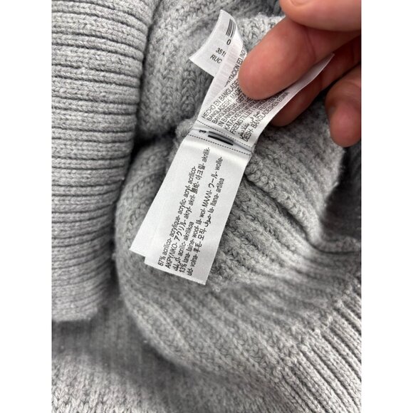 Zara Sweater Women's S Gray Cable Knit Wool Blend V Neck Pullover Side Slits - Picture 6 of 7